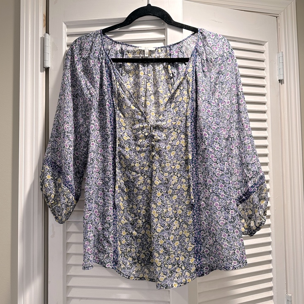 Joie Boho Flowy Floral Chiffon Top